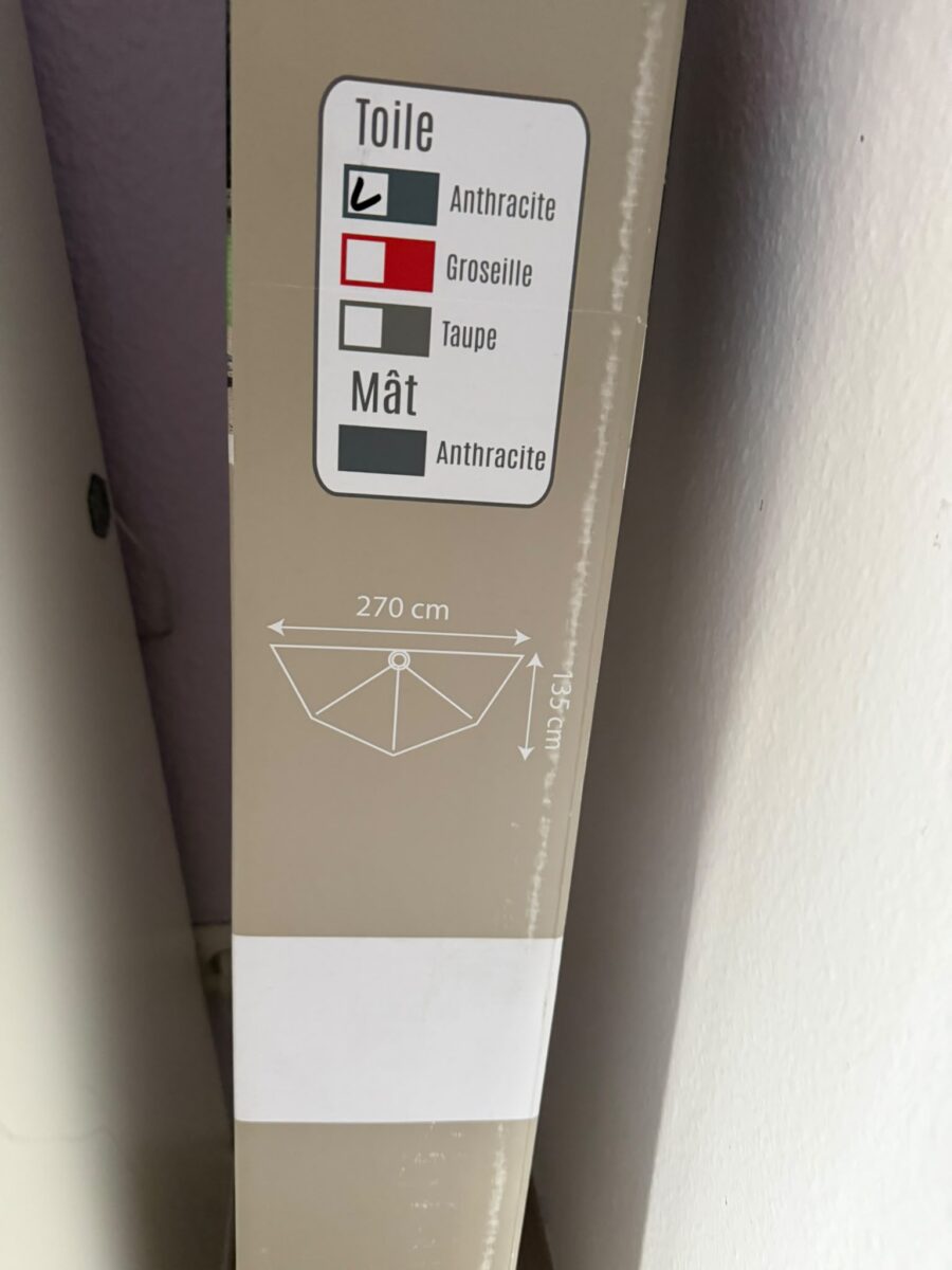 Halbschirm Anthrazit (270 x 135 cm) mit Kurbel